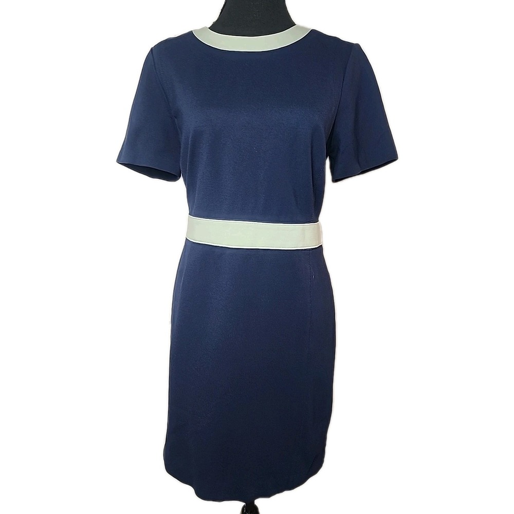 Tory‎ Burch L Colorblock Ponte Dress Navy Blue Mint Green Mini Classic Designer